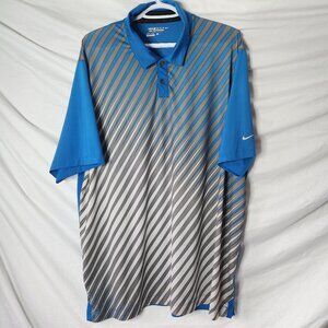 Nike Golf Tour Performance Dri-FIT Polo Men’s XL – Blue w/ Silver Streaks